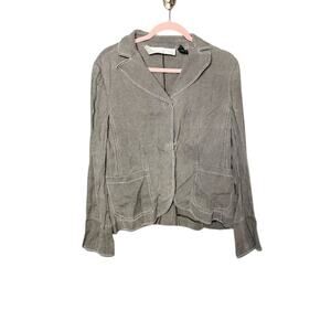 Charles Nolan Jean Jacket Women's Size 14 100% Linen Faded Black Contrast Stitch